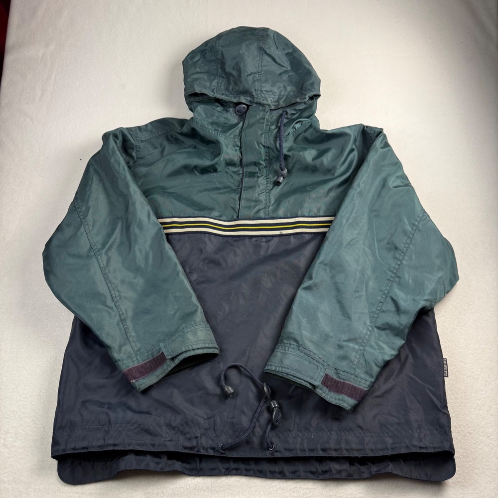 Vintage Gap Athletic Mens Large Green Navy Colorblock Fleece Lined Anorak Jacket